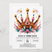 Waterverf Kinderen Prinses Kroonverjaardag Kaart (Voorkant / Achterkant)