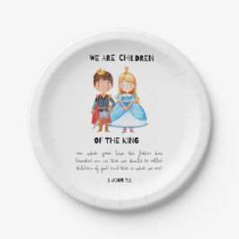 Waterverf kinderen van de koningsjongen 1e verjaar papieren bordje