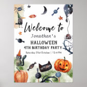 Waterverf Kinderen Verjaardag Halloween Welkomstbo Poster (Voorkant)