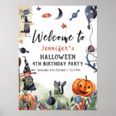 Waterverf Kinderen Verjaardag Halloween Welkomstbo Poster (Voorkant)