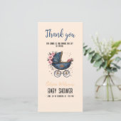  waterverf kinderwagen het is jongen baby shower 2 bedankkaart (Staand voorkant)