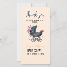  waterverf kinderwagen het is jongen baby shower 2 bedankkaart