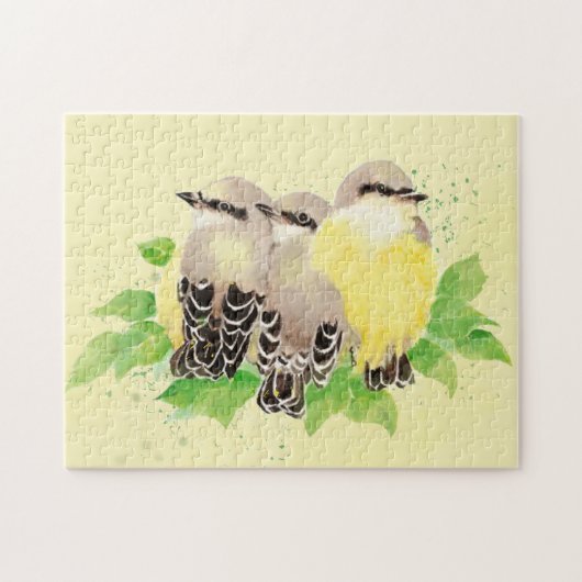 Waterverf Kingbird Garden Bird Natuur Art Legpuzzel (Horizontaal)