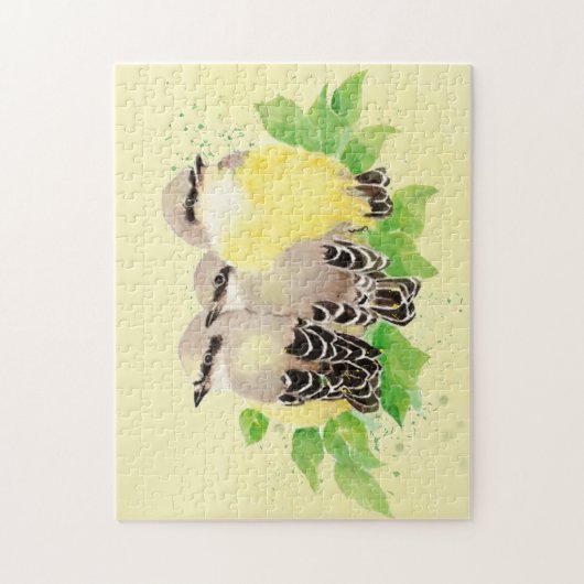 Waterverf Kingbird Garden Bird Natuur Art Legpuzzel (Verticaal)