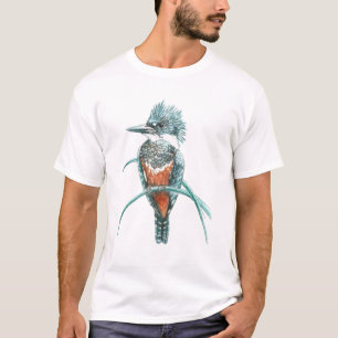 Waterverf Kingfisher Bird Logo Art T-shirt
