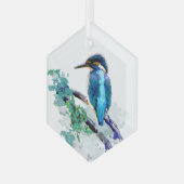 Waterverf Kingfisher Bird Wildlife Art Glas Ornament (Voorkant links)