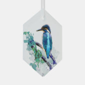 Waterverf Kingfisher Bird Wildlife Art Glas Ornament (Voorkant Rechts)
