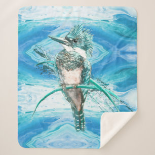 Waterverf Kingfisher Bird Wildlife Natuur Art Sherpa Deken