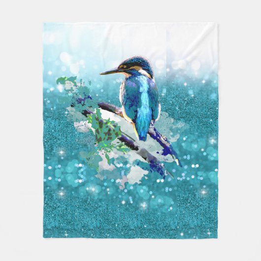 Waterverf Kingfisher Bird Wildlife Natuur Art Zij Fleece Deken (Voorkant)