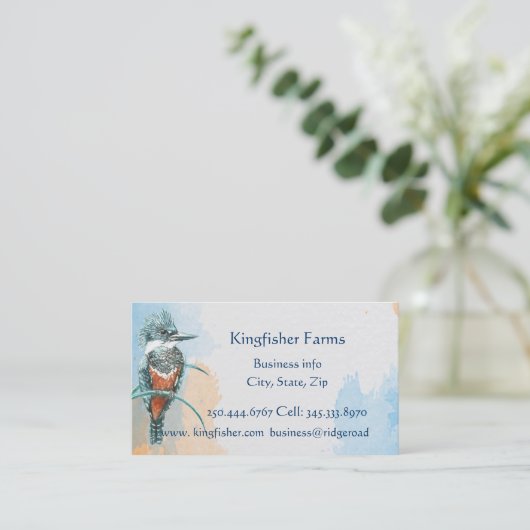 Waterverf Kingfisher Business Logo Visitekaartje (Staand voorkant)