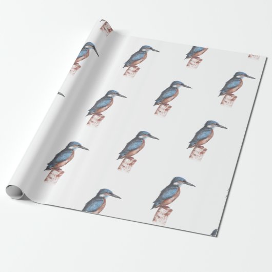 Waterverf Kingfisher Cadeaupapier (Uitgerold)