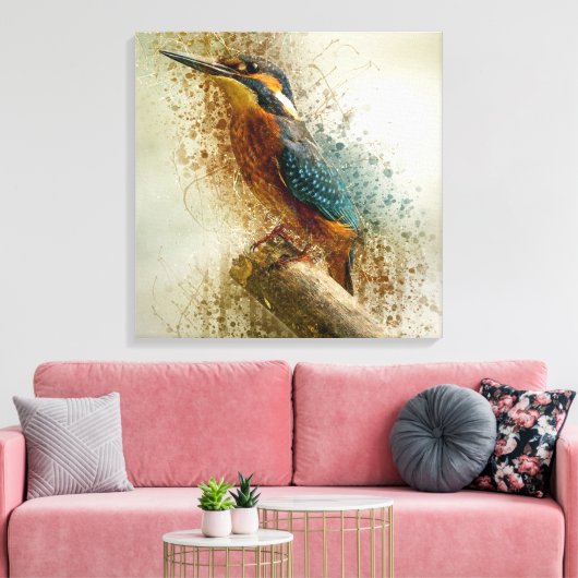 Waterverf Kingfisher Canvas Afdruk (Insitu (Woonkamer))