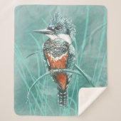 Waterverf Kingfisher-Natuur van wilde vogels Sherpa Deken (Voorkant)