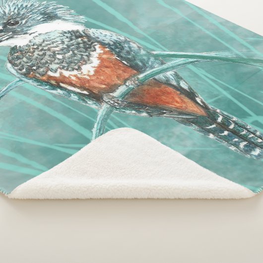 Waterverf Kingfisher-Natuur van wilde vogels Sherpa Deken (3/4)