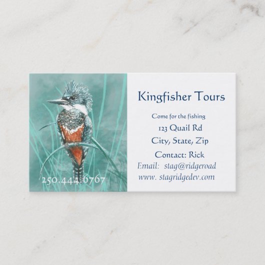 Waterverf Kingfisher Vist Tours Business Logo Visitekaartje (Voorkant)
