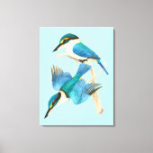 Waterverf Kingfisher Vogelblauw Canvas Afdruk (Voorkant)