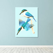 Waterverf Kingfisher Vogelblauw Canvas Afdruk (Insitu (Houten vloer))