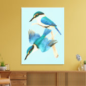 Waterverf Kingfisher Vogelblauw Canvas Afdruk (Insitu (Woonkamer))