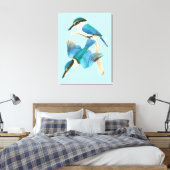 Waterverf Kingfisher Vogelblauw Canvas Afdruk (Insitu (Slaapkamer))