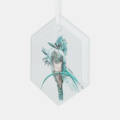 Waterverf Kingfisher Wildlife Natuur Bird Glas Ornament (Voorkant links)
