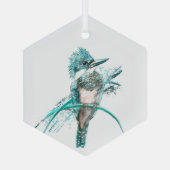 Waterverf Kingfisher Wildlife Natuur Bird Glas Ornament (Achterkant)