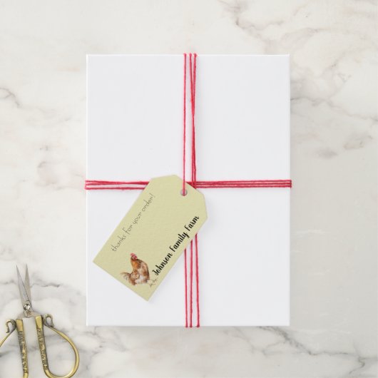 Waterverf Kip Aangepast Cadeaulabel (Met Touw)