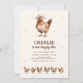 Waterverf Kip Boerderij Verjaardagsuitnodiging Kaart (Voorkant)