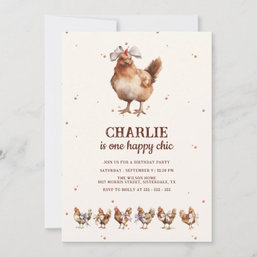 Waterverf Kip Boerderij Verjaardagsuitnodiging Kaart (Voorkant)