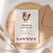 Waterverf Kip Boerderij Verjaardagsuitnodiging Kaart