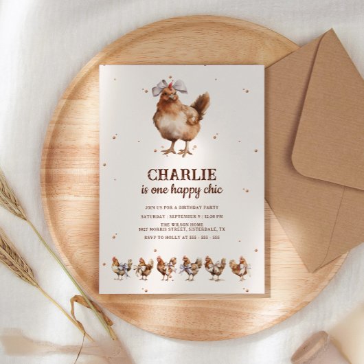Waterverf Kip Boerderij Verjaardagsuitnodiging Kaart