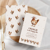 Waterverf Kip Boerderij Verjaardagsuitnodiging Kaart