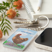 Waterverf Kip en Wildbloemen Sleutelhanger (Voorkant Rechts)