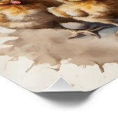 Waterverf Kip met Kip nr. 2 Perfect Poster (Hoek)