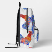 Waterverf Kip Rooster Rood Geel Blauw Bedrukte Rugzak (Links)