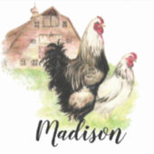 Waterverf Kippen Boerderij Dierenkunst Aangepaste  Sticker (Voorkant)