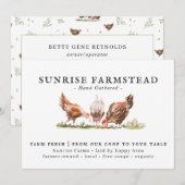 Waterverf kippen | Boerderij Verse Eieren Kaart (Voorkant / Achterkant)