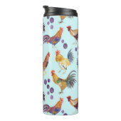 Waterverf kippen Eieren Barnyard Hens Paars Blue Thermosbeker (Geroteerd rechts)