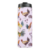 Waterverf kippen Eieren Barnyard Hens Paars Thermosbeker (Voorkant)