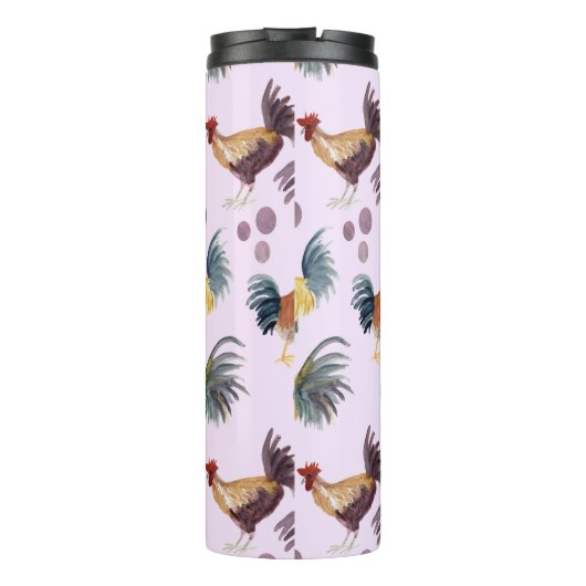 Waterverf kippen Eieren Barnyard Hens Paars Thermosbeker (Achterkant)