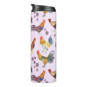 Waterverf kippen Eieren Barnyard Hens Paars Thermosbeker (Geroteerd rechts)