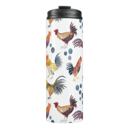 Waterverf kippen Eieren Barnyard Hens Thermosbeker (Voorkant)