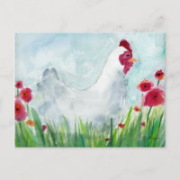 Waterverf kippen en bloemen