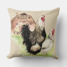 Waterverf kippen Hen en Rooster Boerderij Vogels