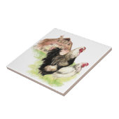 Waterverf Kippen Hen & Haan Boerderij Bird Art Tegeltje (Zijkant)