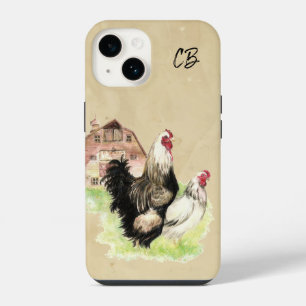 Waterverf Kippen Hen Haan Schuur Boerderij iPhone 14 Hoesje
