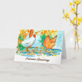 Waterverf kippen herfstgroeten kaart (Gele Bloem)