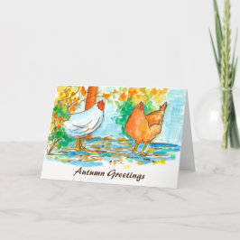 Waterverf kippen herfstgroeten kaart