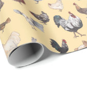 Waterverf kippen - kippen en roosters cadeaupapier (Rol Hoek)