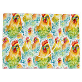 Waterverf kippen kleurrijke verjaardag groot cadeauzakje (Achterkant)