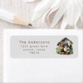 waterverf kippen koepeladres retouradres etiket (Insitu)